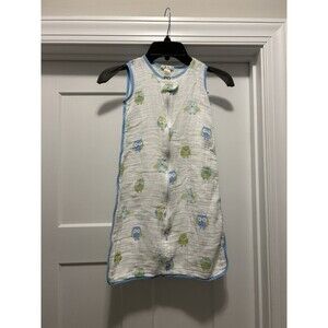 Angel Dear Infant One Size Zip Up Sleep Sack Muslin White Sleeveless Owl Print